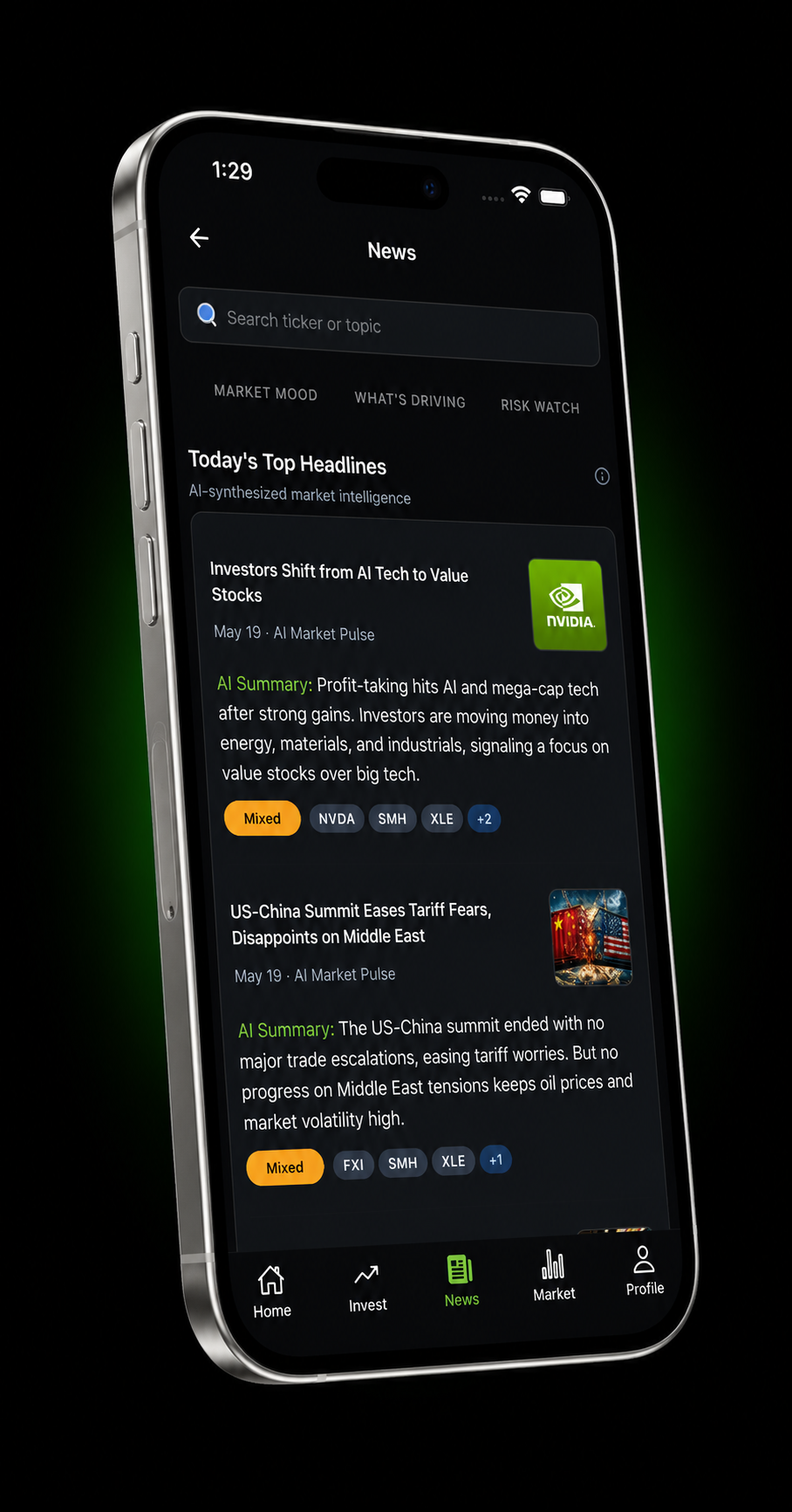 Market News screen