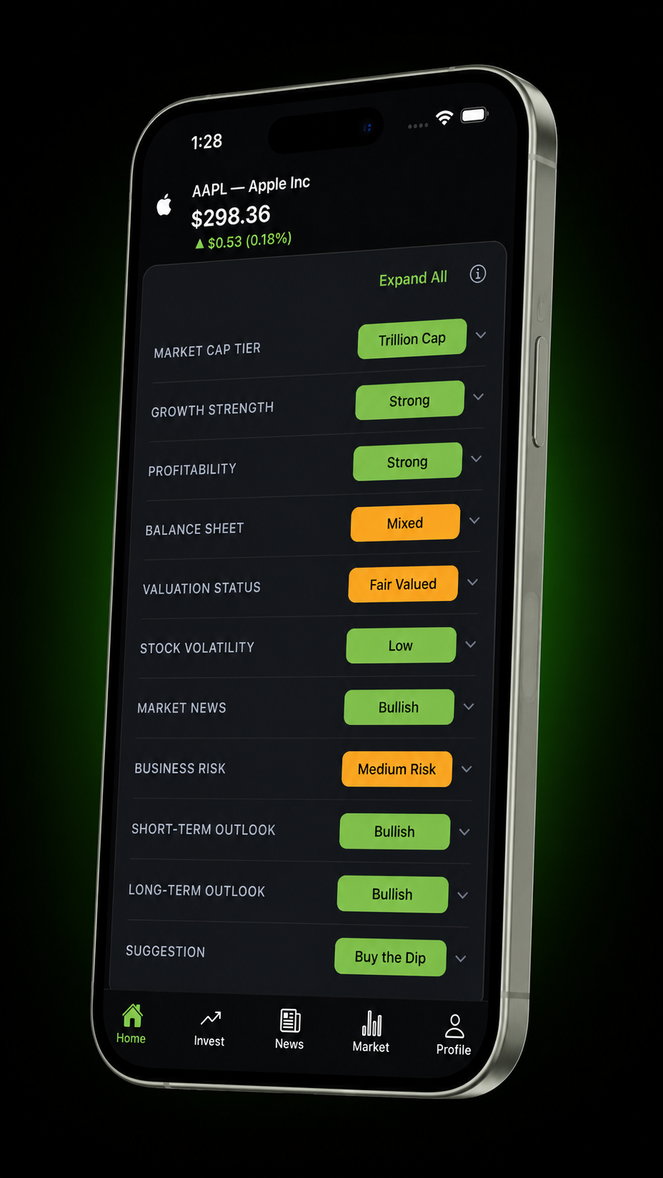 Quick Glance screen